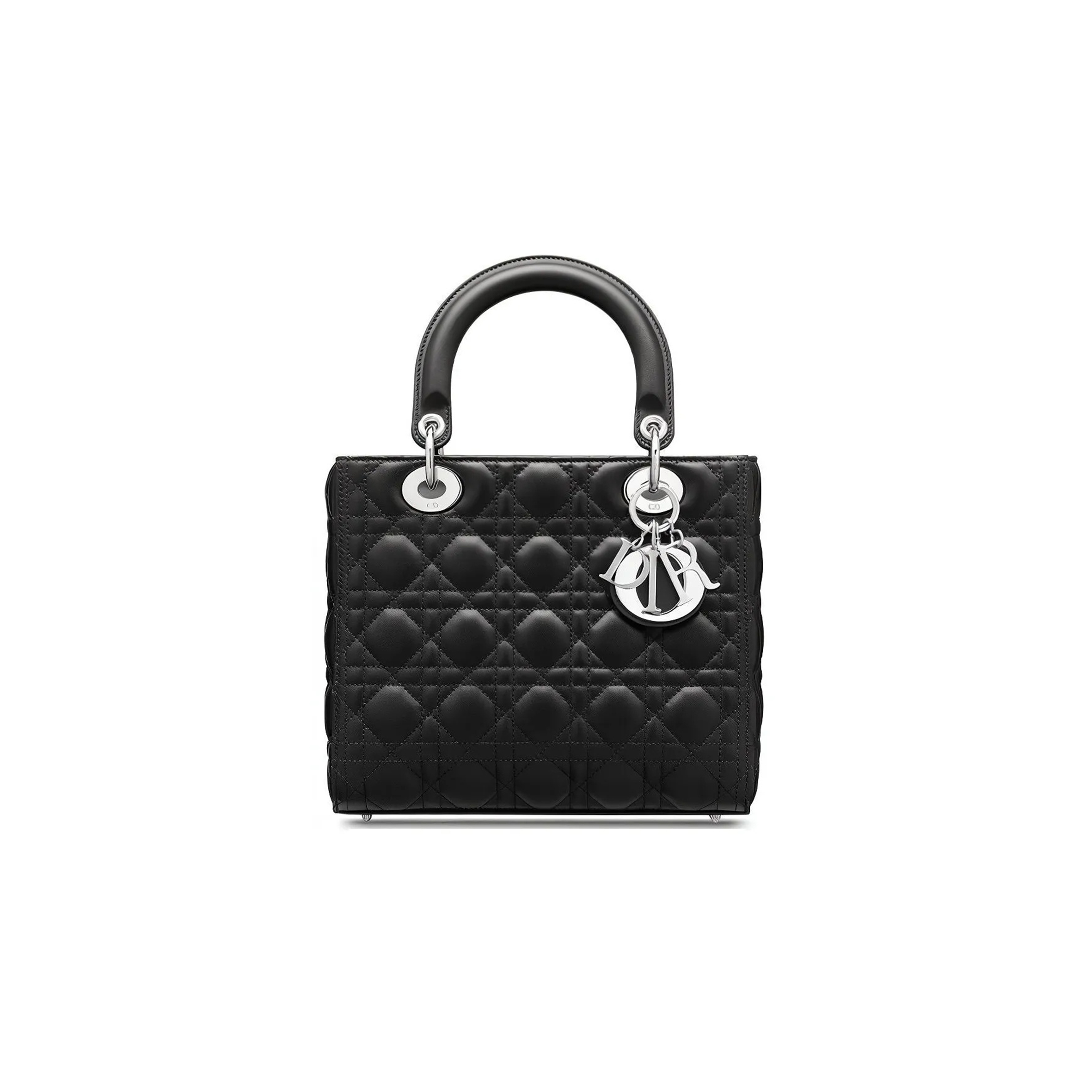 DIOR LAMBSKIN CANNAGE MEDIUM LADY DIOR BLACK M0565PNGE-M900 (24*21*12cm)